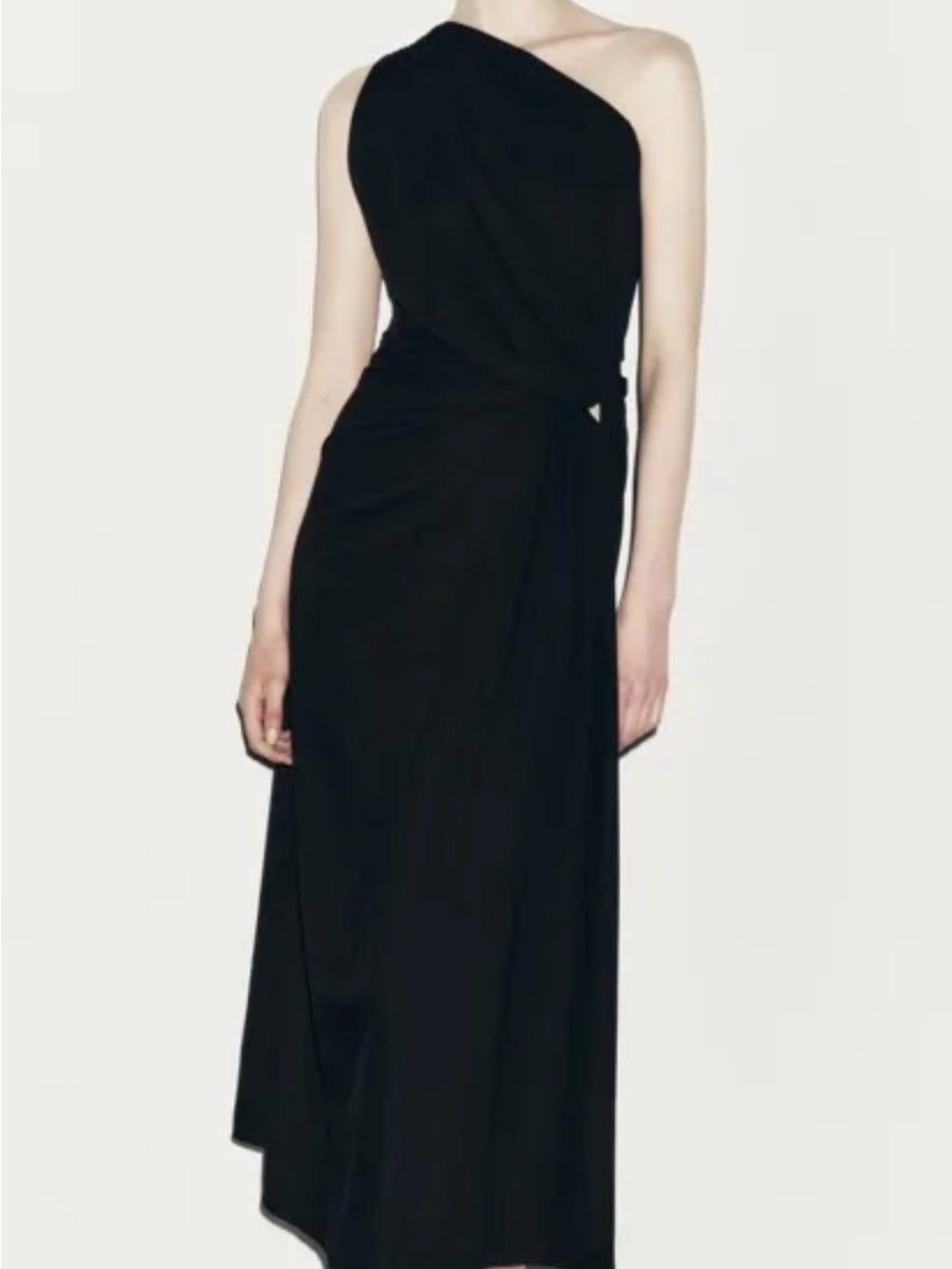 Zara size M NWT Asymmetric One-Shoulder Black Evening Dress